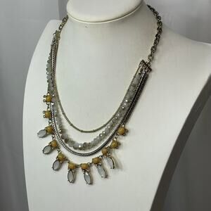 LOFT Ann Taylor gold tone necklace mixed metals signed costume jewelry statement